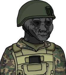 Wojak Serious/Distressed Eroican Soldier Meme Template