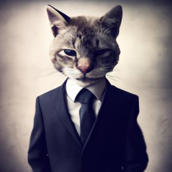 sad cat dressed in buisness suit Meme Template