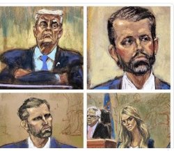 Trump Family courtroom sketches Meme Template