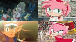 Amy Rose reacts to Ash's Kalos girlfriends Meme Template