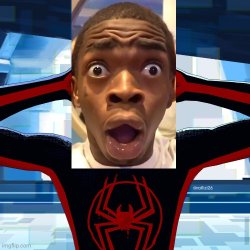 Shocked Miles Morales with Shocked black guy's head Meme Template