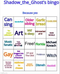 Shadow_the_Ghost's bingo Meme Template