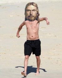 KID ROCK ON THE BEACH BUT IT'S JESUS Meme Template