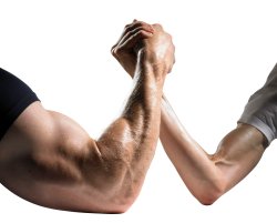 Big arm small arm wrestle Meme Template