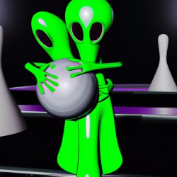 Bowling Alien with orb Meme Template