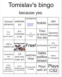 Tomislav's bingo Meme Template