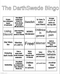 The DarthSwede Bingo Meme Template