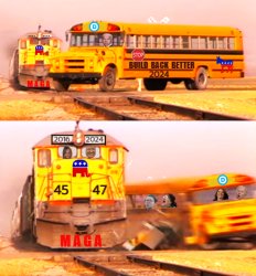 Trump train vs Biden bus Meme Template