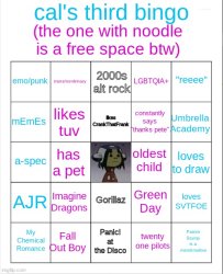 Cal's 3rd bingo Meme Template