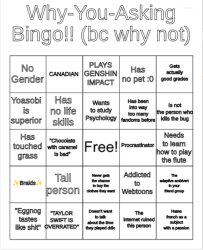 Why-You-Asking's bingo Meme Template