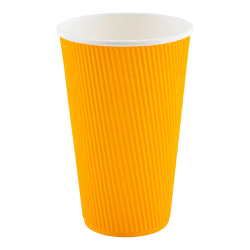 20 oz Yellow Paper Coffee Cup - Ripple Wall - 3 1/2" x 3 1/2" x Meme Template