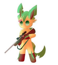 Leafeon with gun Meme Template