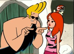 Johnny Bravo Met Pebbles Flintstone Meme Template