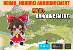 Reimu_Hakurei Announcement 2.0 Meme Template