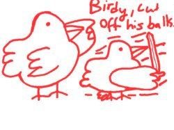 Birdy, cut off his balls. Meme Template