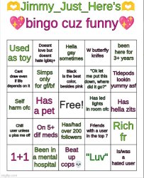 Jimmy_Just_Here's bingo Meme Template