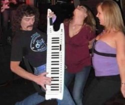 KEYTAR MAN AND TWO MILF FANS Meme Template