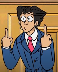 flip the bird phoenix wright Meme Template