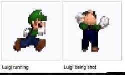 Luigi getting shot Meme Template