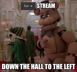 Fun stream down the hall to the left Meme Template