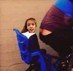 Young AOC rides bike with dad Meme Template