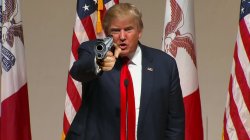 Donald Trump holding a gun at you Meme Template
