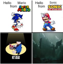 Hello mario hello sonic Meme Template