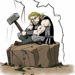 Thor, sitting on a rock depressed as he lost his hammer Meme Template