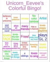 Unicorn_Eevee colorful bingo! Meme Template