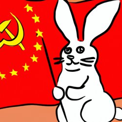 a rabbit with a communist flag in the background Meme Template