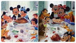 old vs new disney thanksgiving art Meme Template