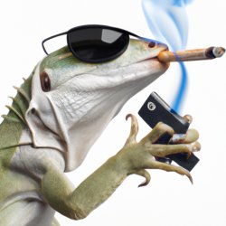 Lizard with sunglasses smoking a cigarette Meme Template