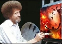 BOB ROSS PAINTS HELL Meme Template