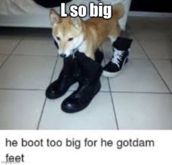 L so big boot too big Meme Template