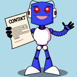 laughing robot holding a contract in his hand Meme Template