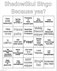 Shadow bingo Meme Template