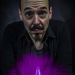 Man staring while farting purple gas Meme Template