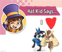 Hat kid loves Lucario and Lopunny as a couple Meme Template