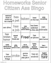 homeworks bingo Meme Template
