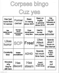 Corpses shitty bingo Meme Template