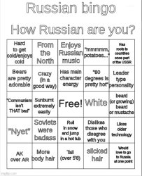 russian bingo Meme Template