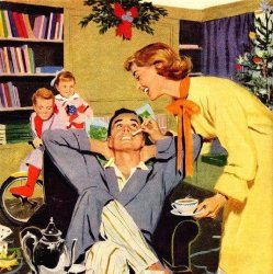 Christmas tradition family mistletoe drink tea coffee Meme Template