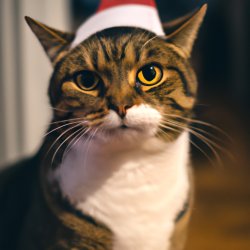 silly cat with christmass hat looking at camera Meme Template
