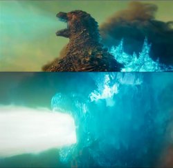 Godzilla Atomic Breath in -1.0 Meme Template