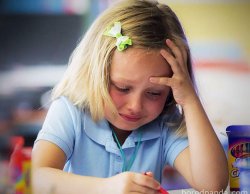 LITTLE GIRL CRYING OVER SCHOOLWORK Meme Template