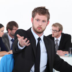 a blond man not pretending at a meeting Meme Template