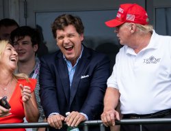 Trump, Tucker, and MTG have a laugh Meme Template