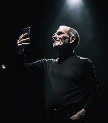 Man holding iphone on stage Meme Template