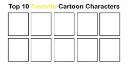 top 10 favorite cartoon characters Meme Template