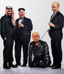 Dictators MBS, Kim, Putin and their pet clown Trump Meme Template